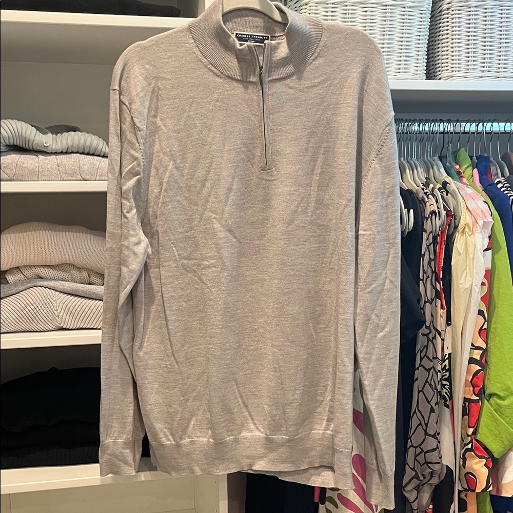 Charles Tyrwhitt Light Gray Zip-Up Sweater